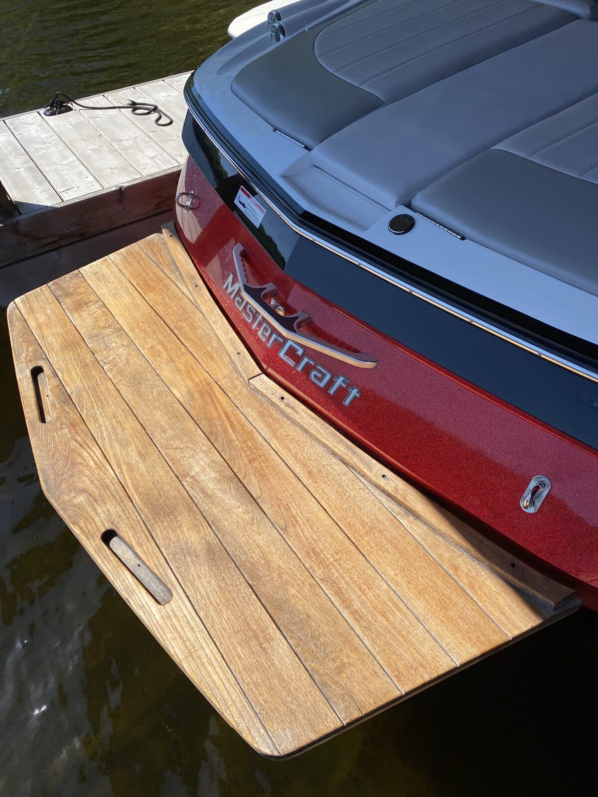 MasterCraft boat with restored teak swim platform
