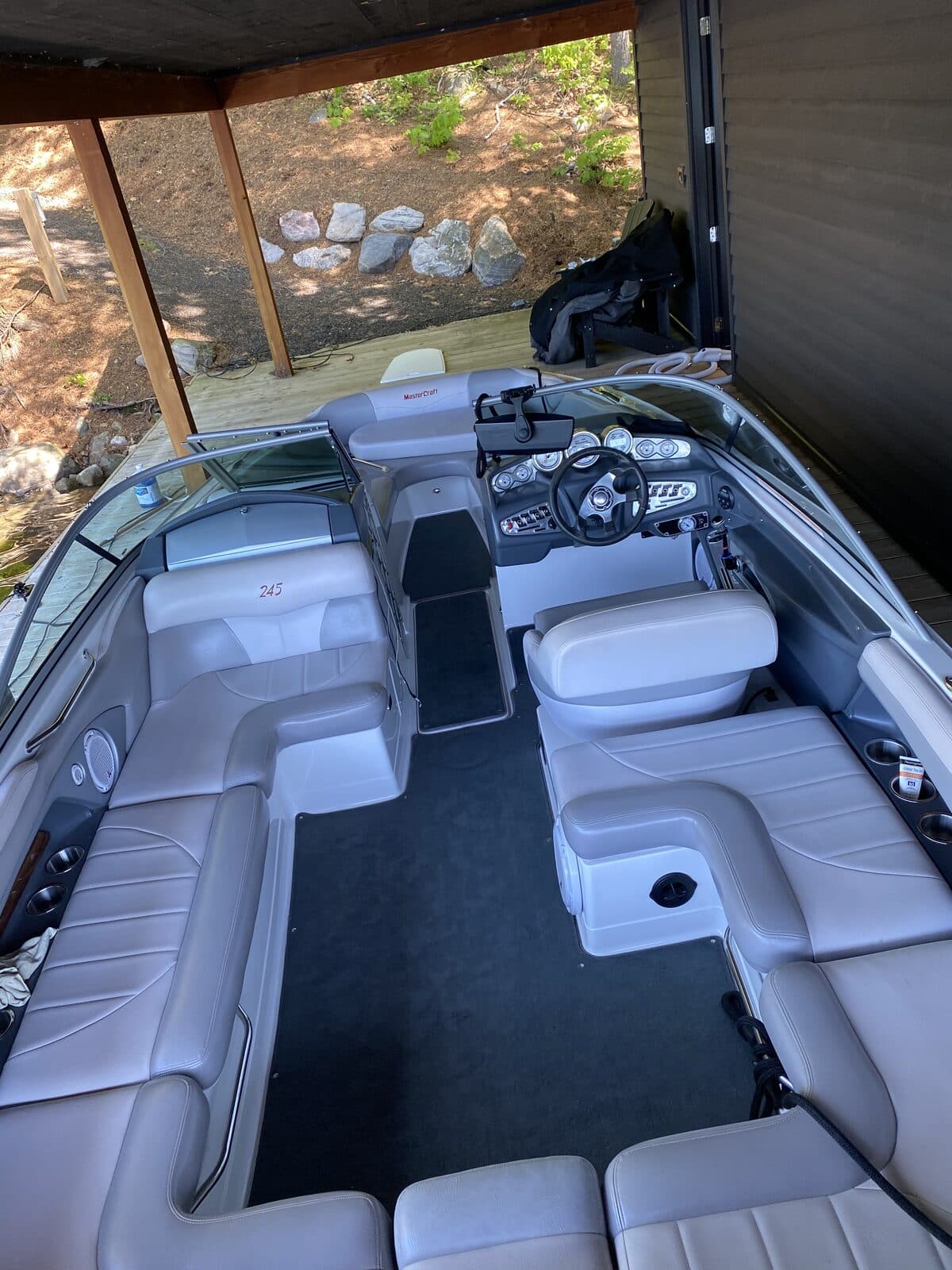 Pristine boat cockpit interior after detail