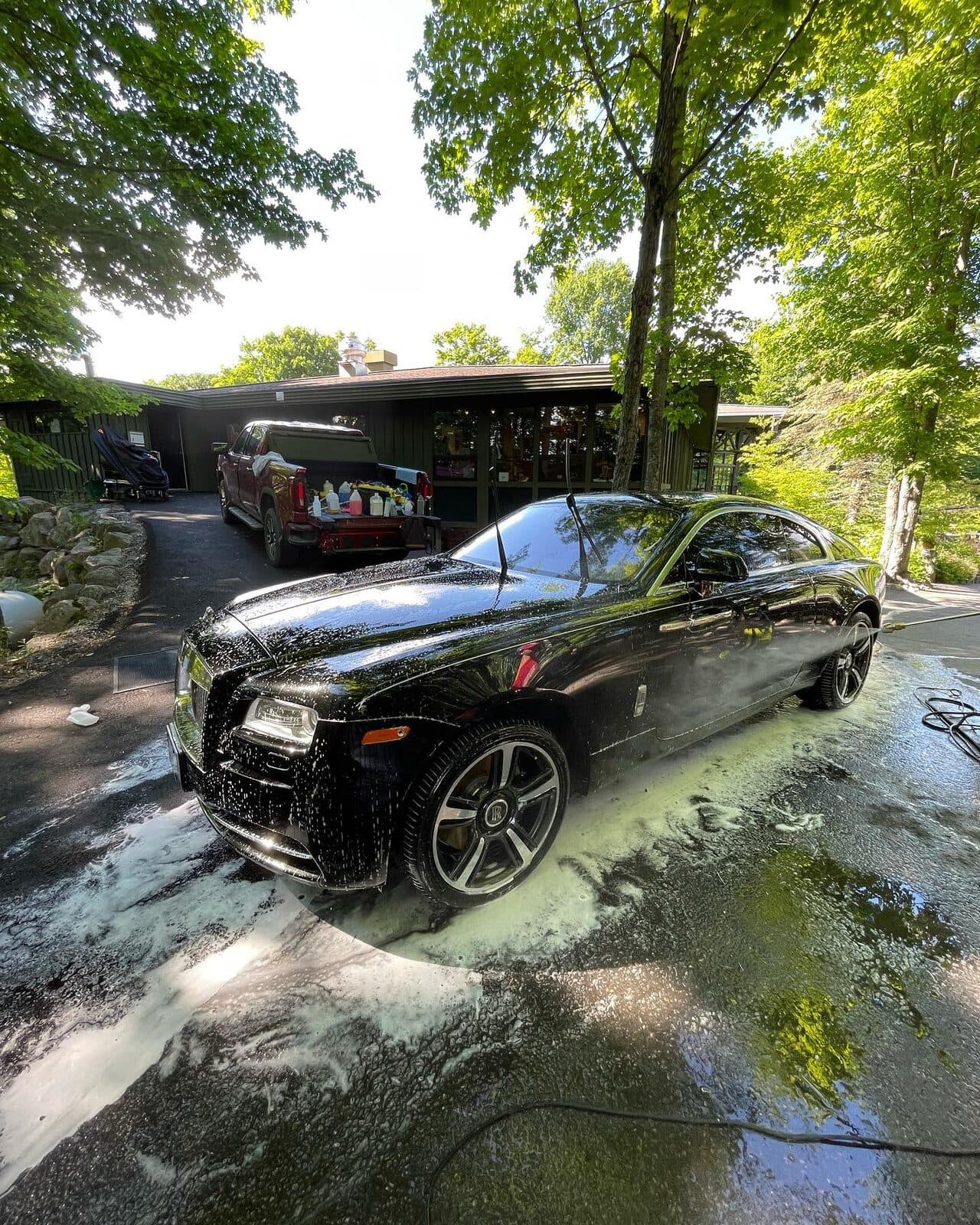 Rolls-Royce being detailed at a Muskoka cottage